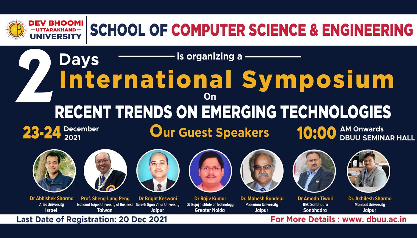 Two Days International Symposium On Recent Trends On Emerging Technologies