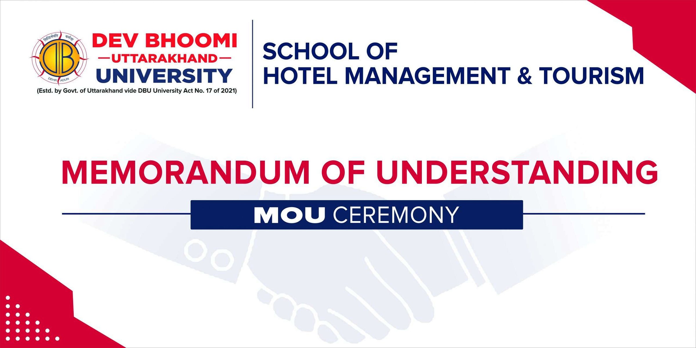 School of Hotel management & Tourism  MOU Sighing TGI Hotels and Hospitality Services Pvt Ltd
