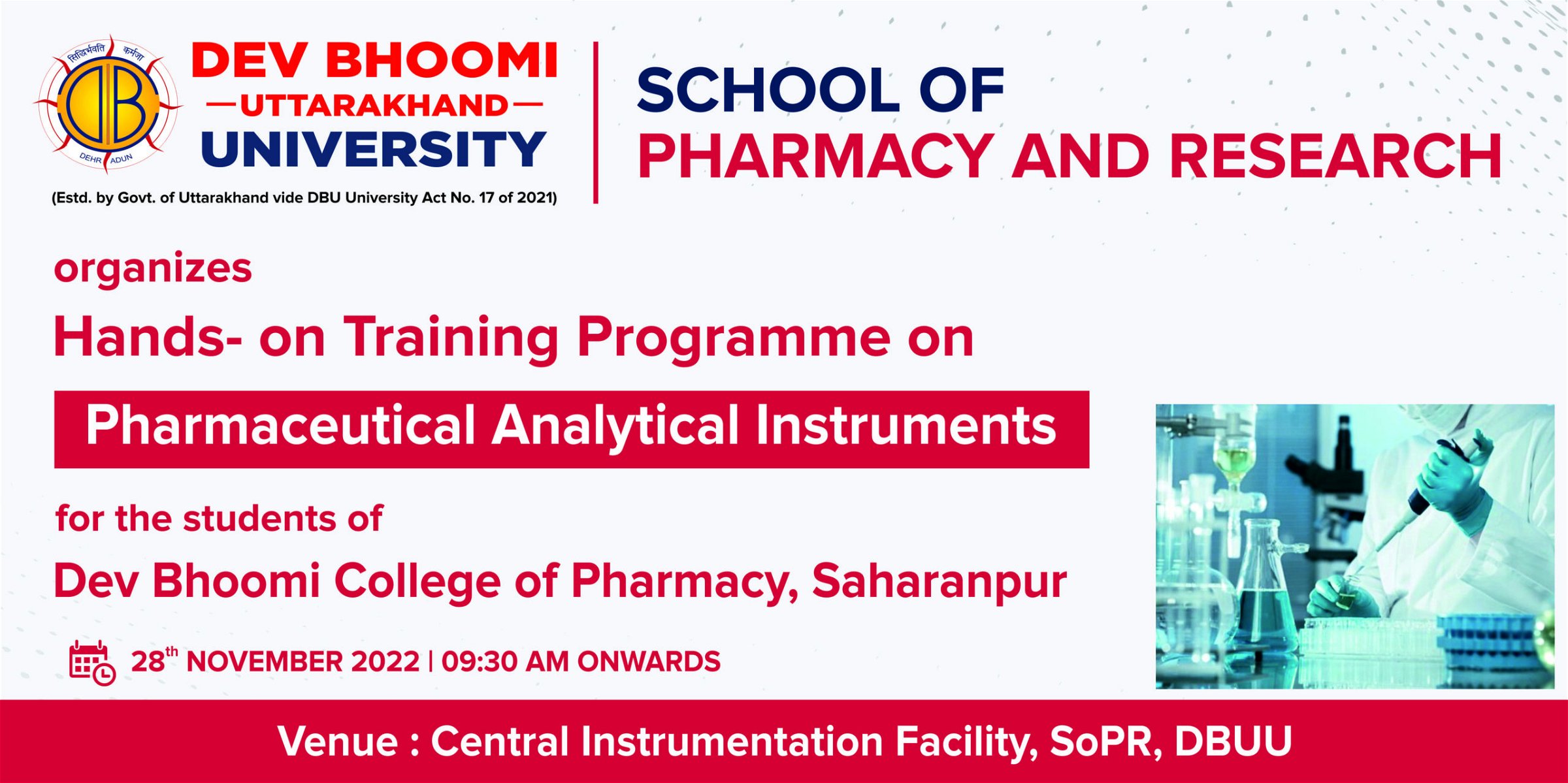 Hands- on Training Programme on Pharmaceutical Analytical Instruments