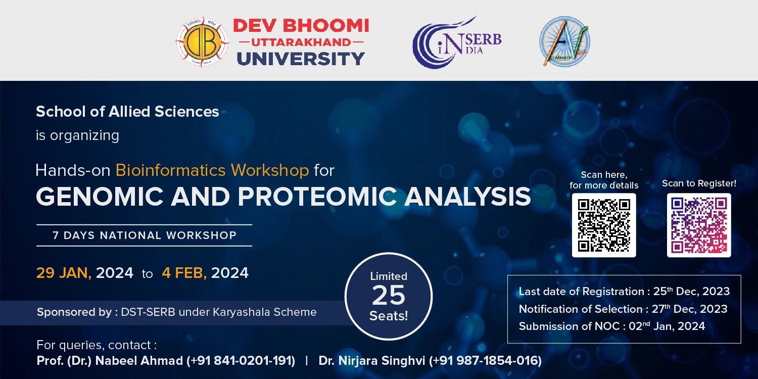 Hands-on Bioinformatics Workshop for Genomic and Proteomic Analysis  Sponsored by DST-SERB under Karyashala Scheme