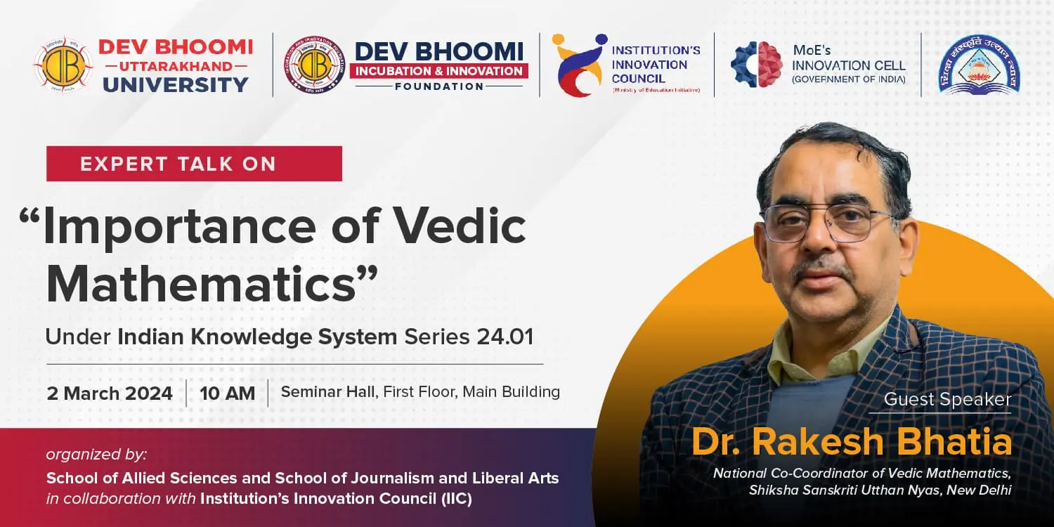 Expert talk on ‘Importance of Vedic Mathematics’- Under Indian Knowledge System  Series 24.01