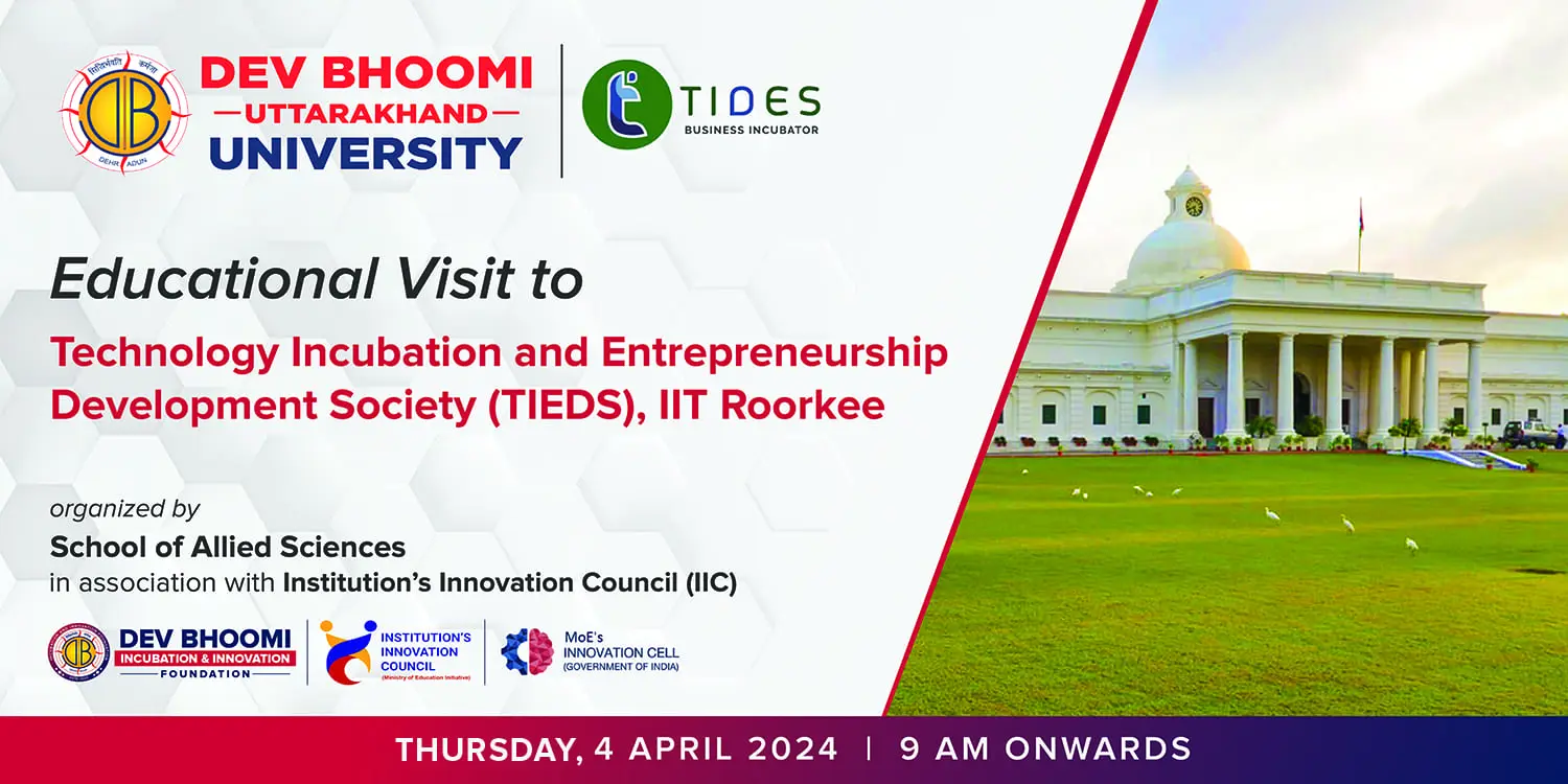 Exposure visit to Technology Incubation and Entrepreneurship Development Society  (TIEDS) startup incubation facility at IIT Roorkee